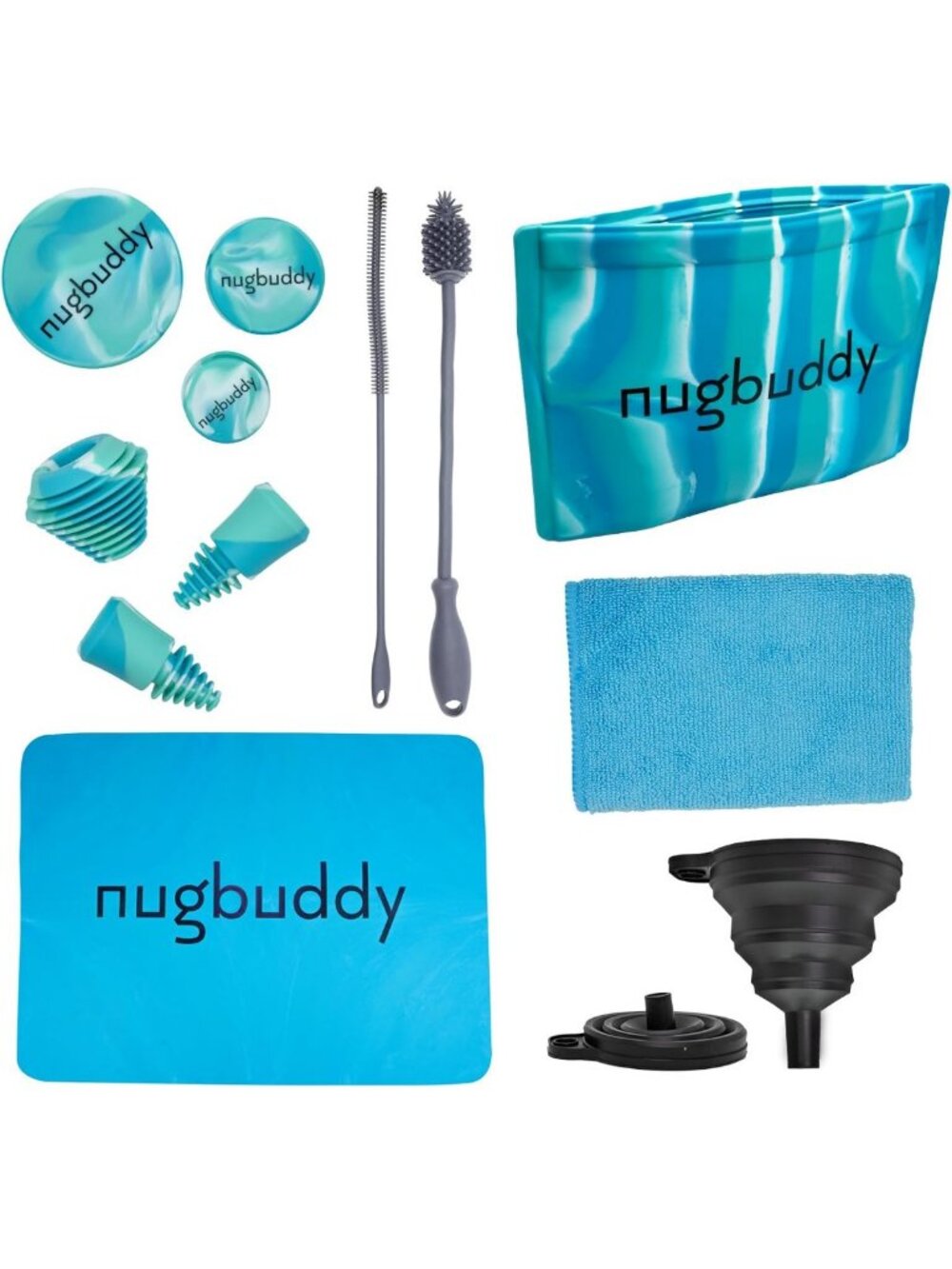 Complete Glass Cleaning Kit - Reusable Silicone Tools, Brushes, Mat, Funnel